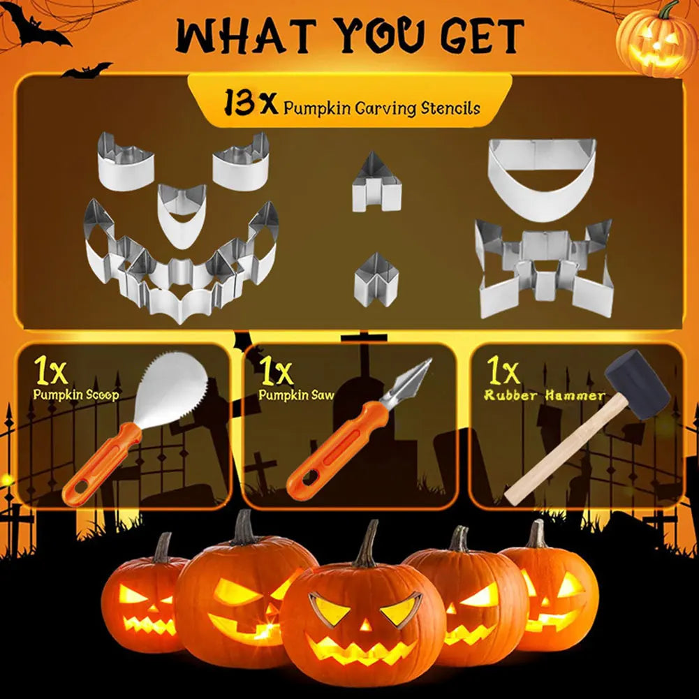 Halloween Pumpkin Carving Kit – Safe Stainless Steel Tools for Kids