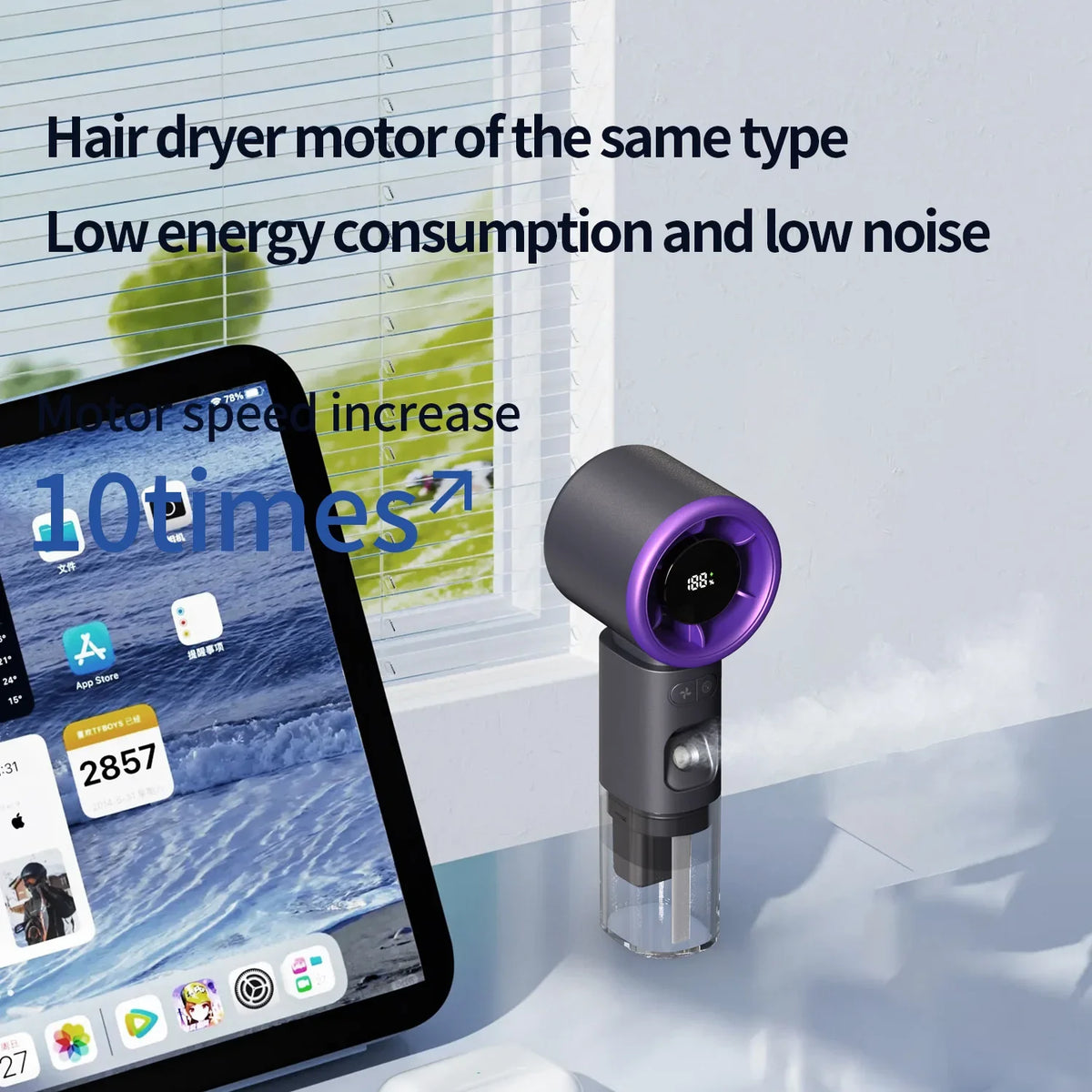 URGGU Portable Handheld Misting Fan | Digital Display & USB