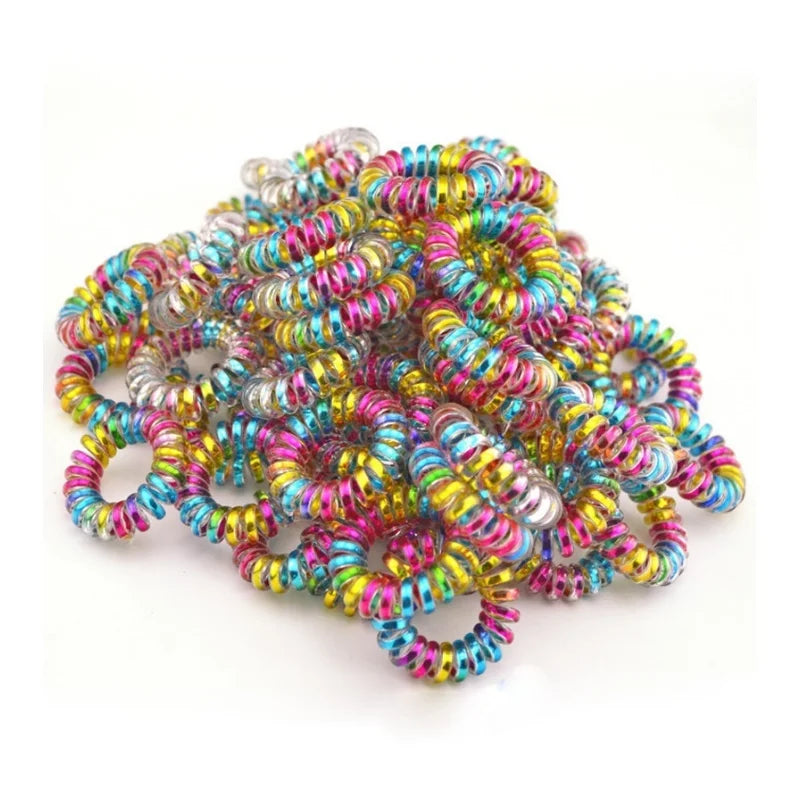 10-Pack Telephone Wire Elastic Hair Bands & Scrunchies 3.5cm