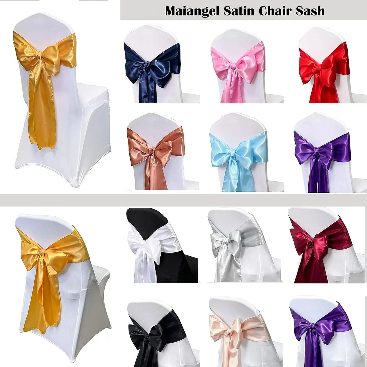 Satin Chair Sashes Bows 5PCS – Wedding & Party Ribbon Ties
