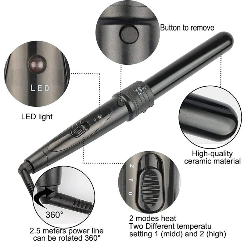 5-in-1 Interchangeable Curling Iron | PTC Heater, Auto Shut-Off
