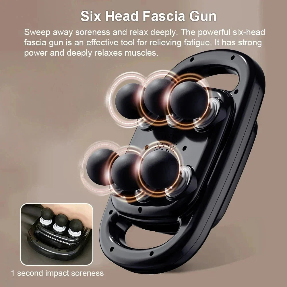 Electric Percussion Massage Gun 6 Heads Neck Shoulders Legs Full Body