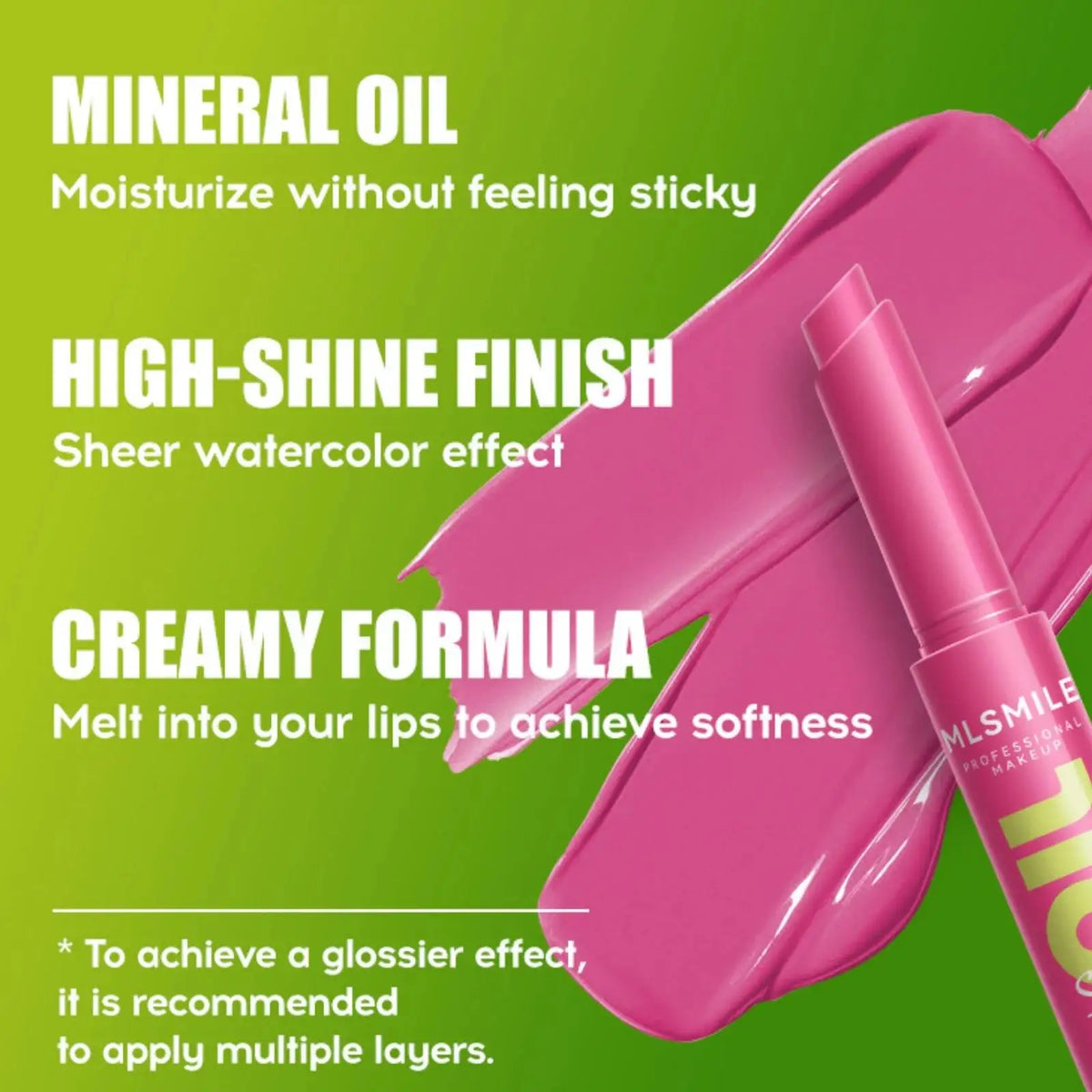 MLSMILE Mirror Gloss Lip Balm Oil – Long Lasting, 9 Shades