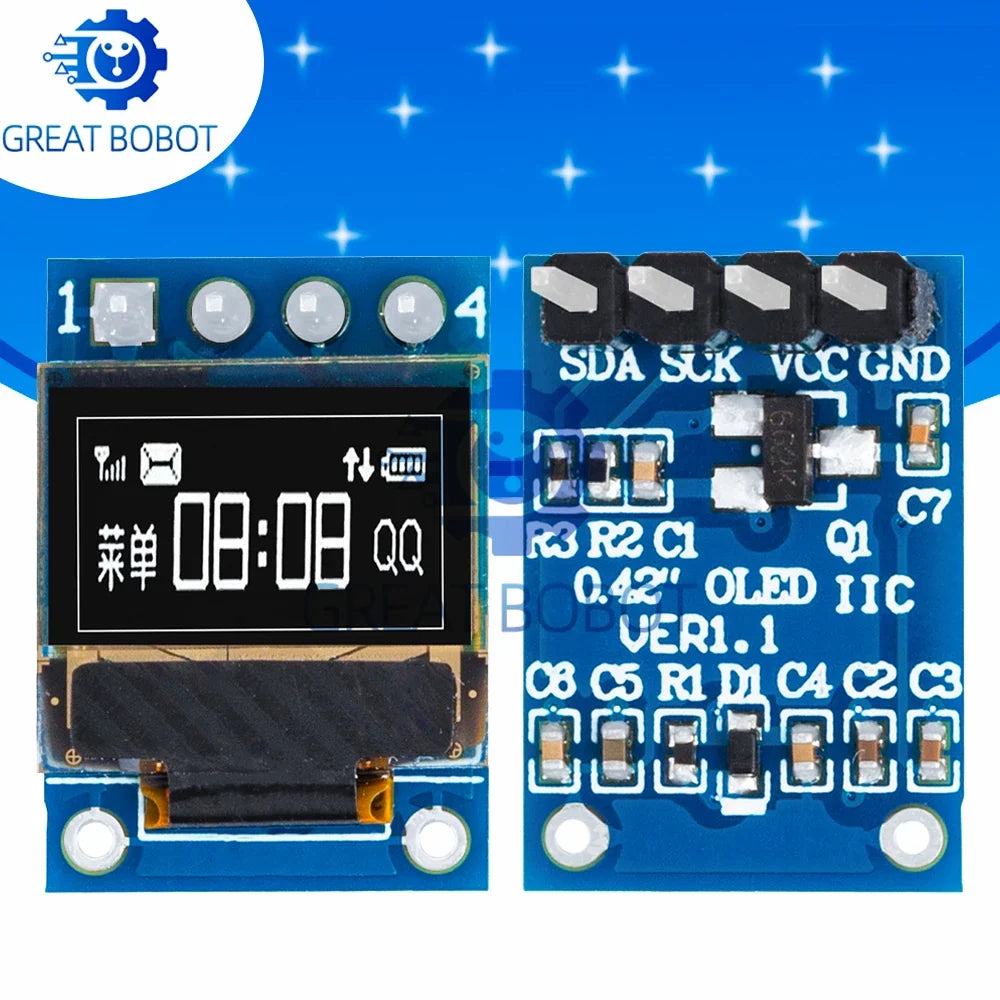 0.42" White OLED Display 72x40 I2C SPI SSD1306 for Arduino