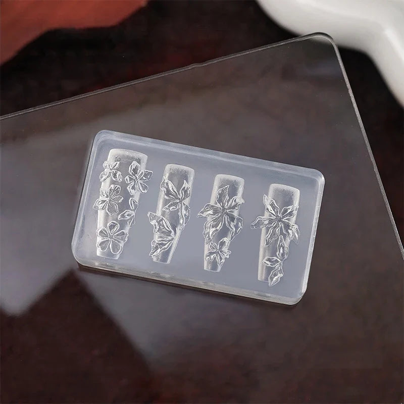 3D Silicone Nail Carving Mold – Lily & Ice Flower DIY Art