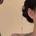 Vintage Pearl Tassel Hair Clip – Enamel Flower Hanfu Hair Pin