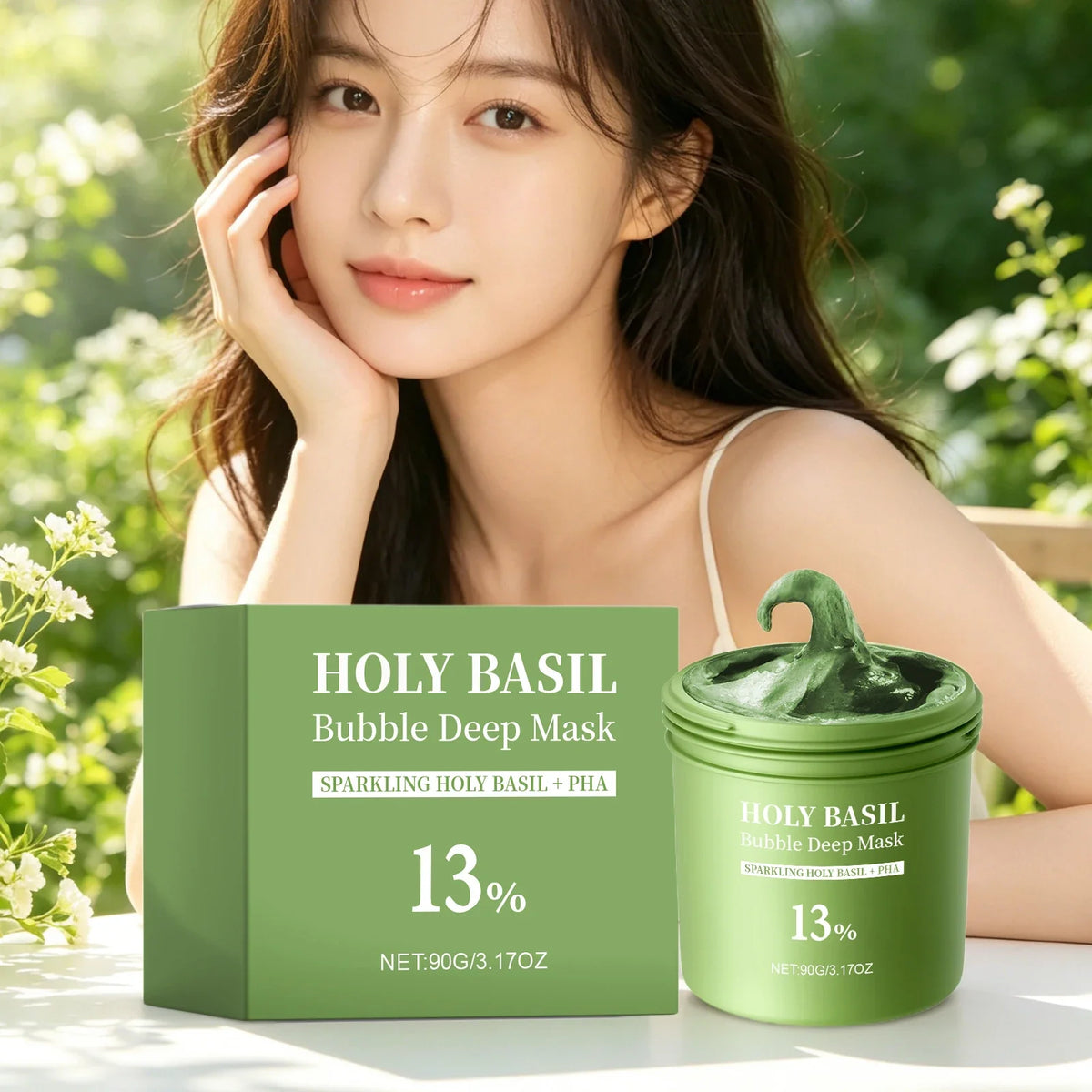 Holy Basil Bubble Mud Mask – Pore Minimizer & Blackhead Remover