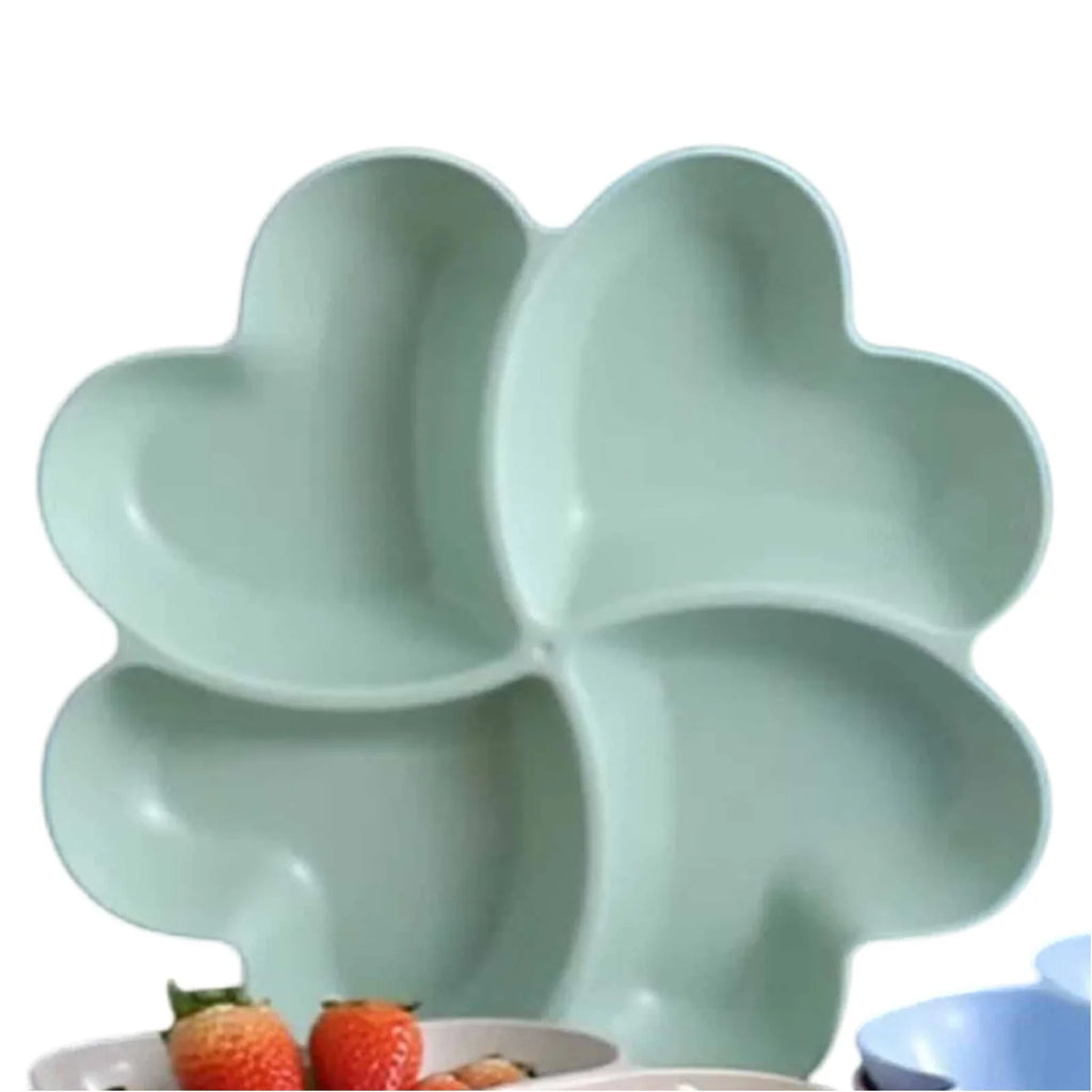 Four-Leaf Clover Snack Tray with Heart Compartments | Fruit Plate