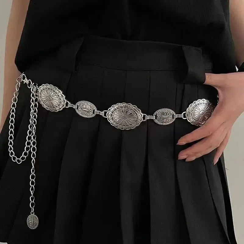 Women's Western Metal Chain Belt – Cowgirl Style for Jeans & Dresses
