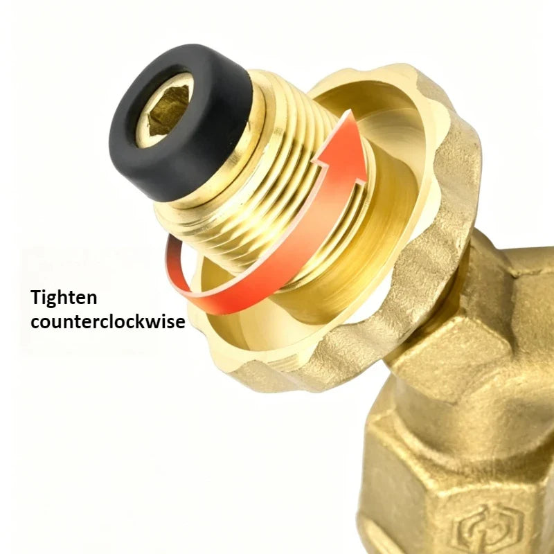 Brass 2-Way Y Garden Hose Splitter with Solid Handle