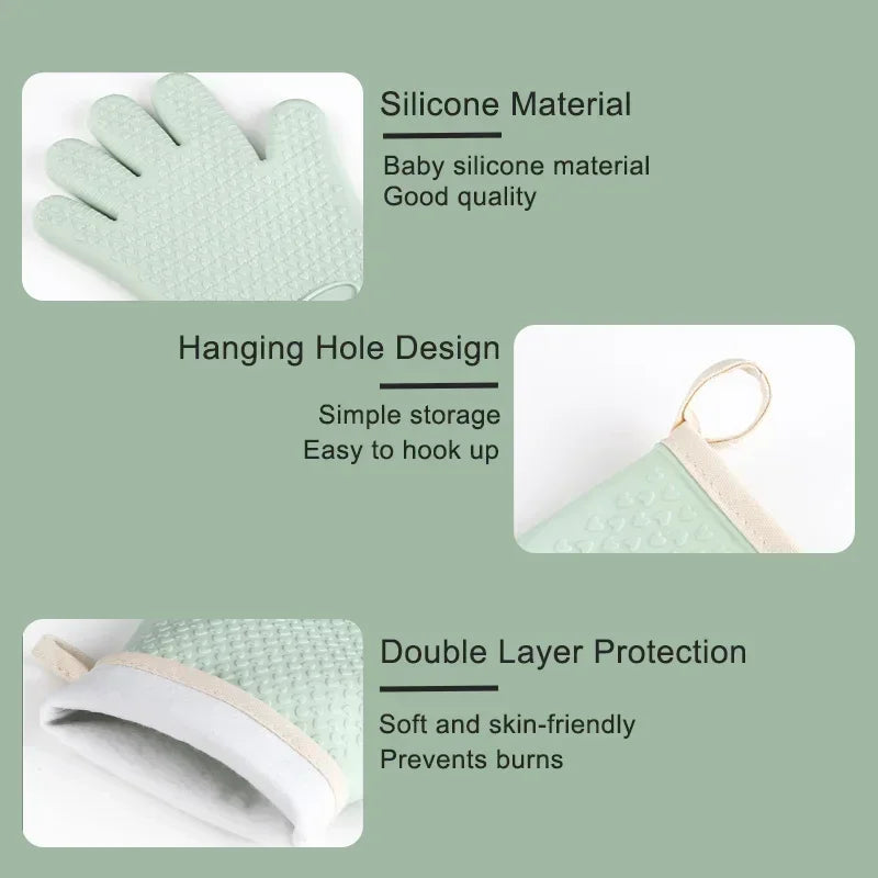 BBQ Oven Gloves | Anti-Slip Heat-Resistant Silicone 300°C
