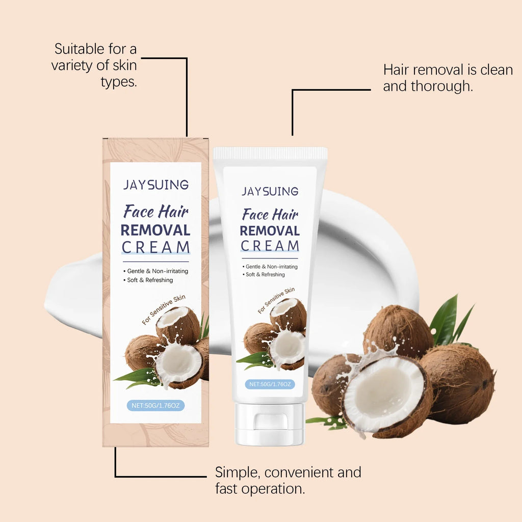 Jaysuing Coconut Facial Hair Removal Cream – Lip & Chin 50g