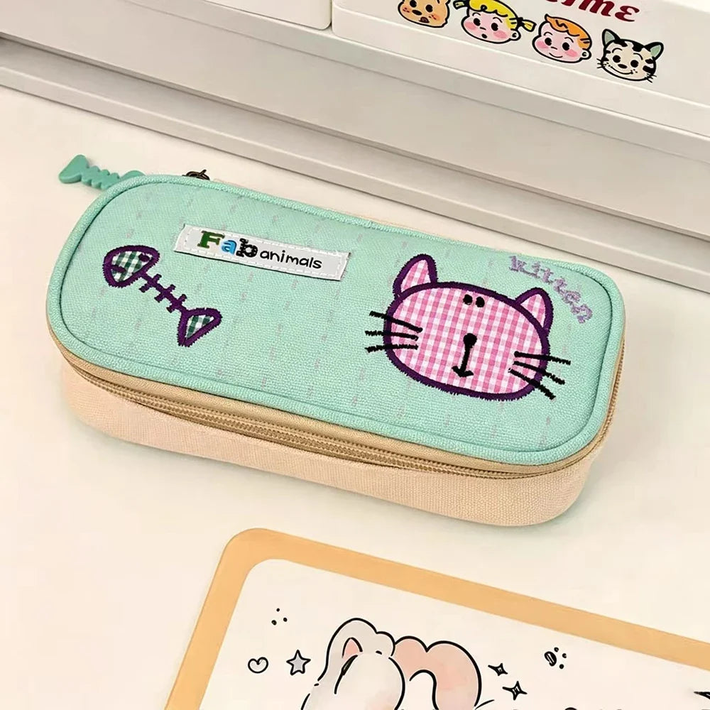 Cartoon Phoebe Cat Pencil Case Ins Beauty Embroidered Stationery Box