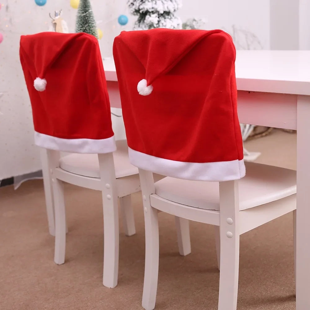 Christmas Chair Cover Red Wedding Meeting Flannel Restaurant Hotel