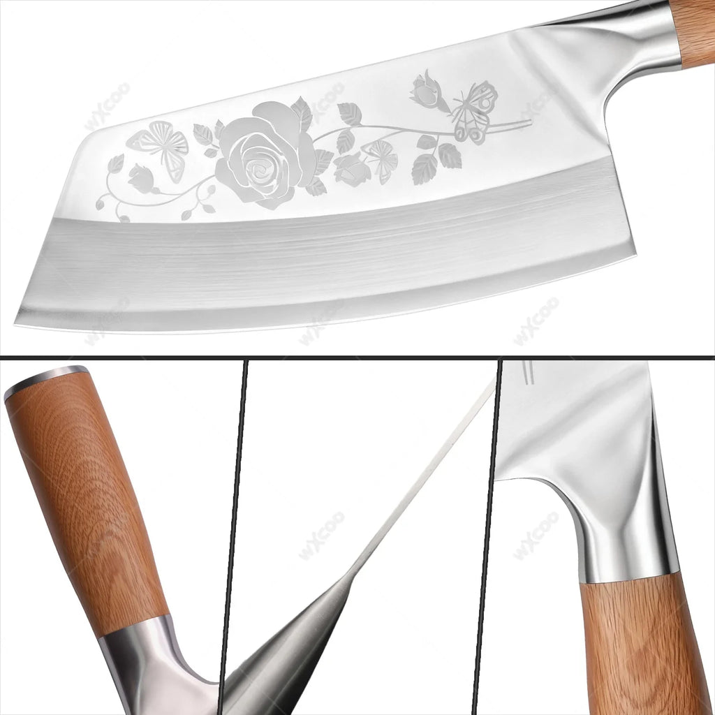 WXCOO 7.8" Chinese Cleaver | 5Cr15 Steel Chef & Butcher Knife