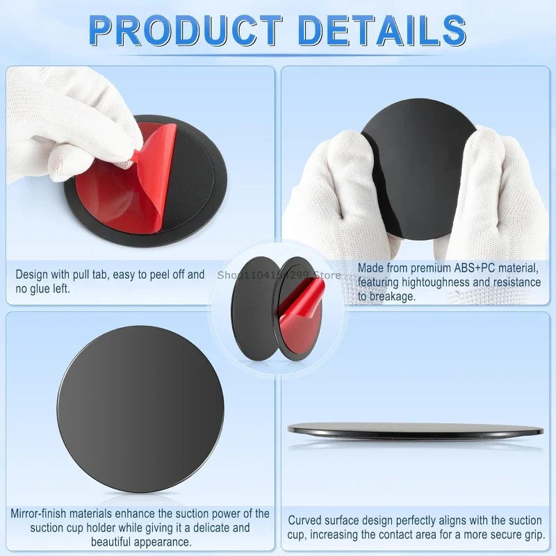 Universal Self-Adhesive Suction Cup Base for Car Dashboard Mounts