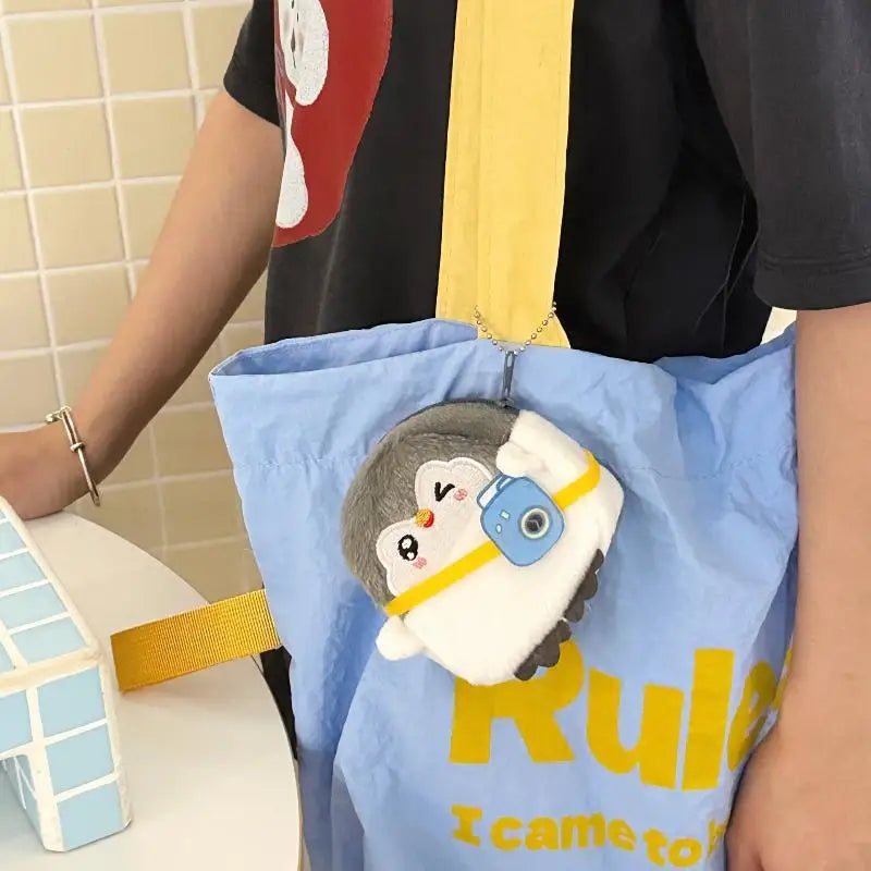 Fluffy Plush Penguin Coin Purse – Cute Mini Keychain Wallet