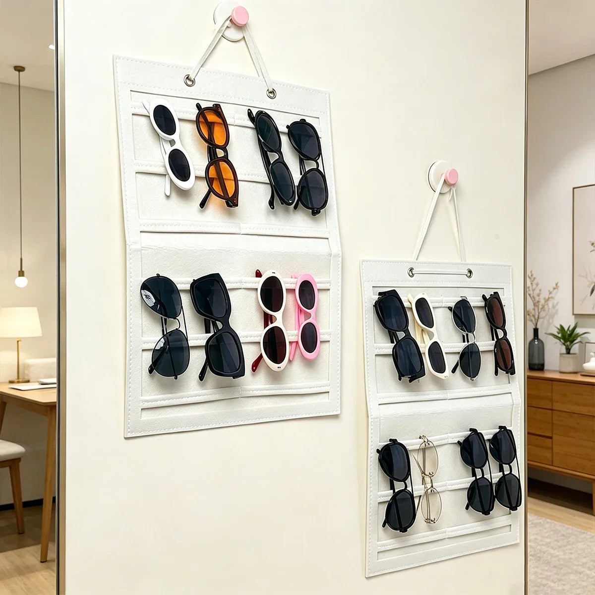 Felt Foldable Glasses Display Bag Hanging Saving Countertop Space