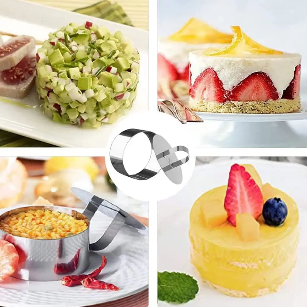 Stainless Steel Round Cake Mousse Ring Mold with Pusher