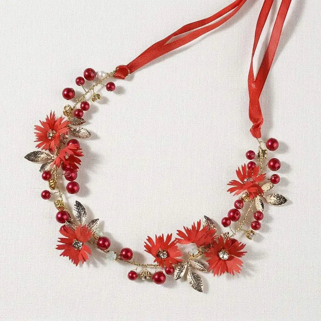 Red Crystal Twist-Bead Hairband Set of 3 | Wedding & Party