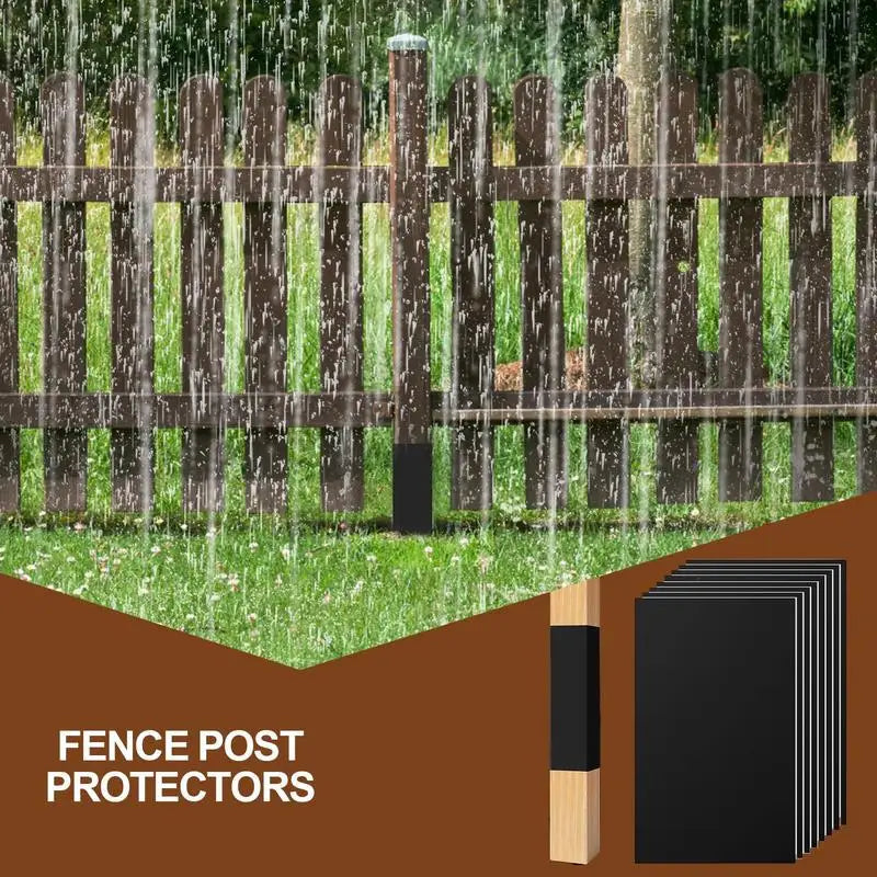 Fence Post Protectors 8-Pack | Waterproof Self-Adhesive PVC Wrap