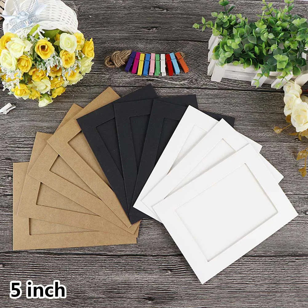10-Pack Kraft Paper Hanging Photo Frames 5 & 7 Inch Wall Decor