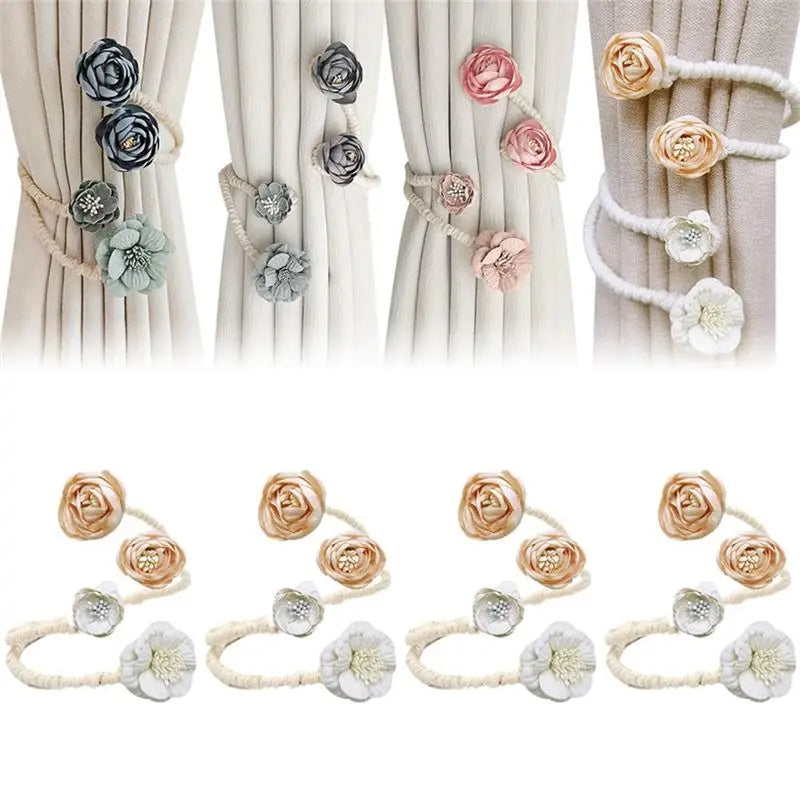 A36T-Flower Curtain Tie Buckle Versatile Living Room Punch-free Rope