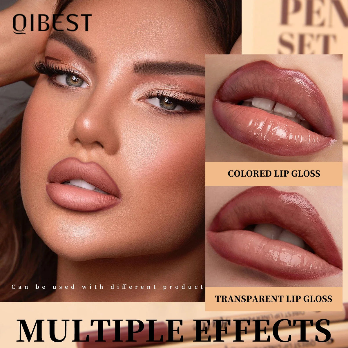 QIBEST 12-Color Matte Lip Liner Set – Waterproof & Long-Lasting