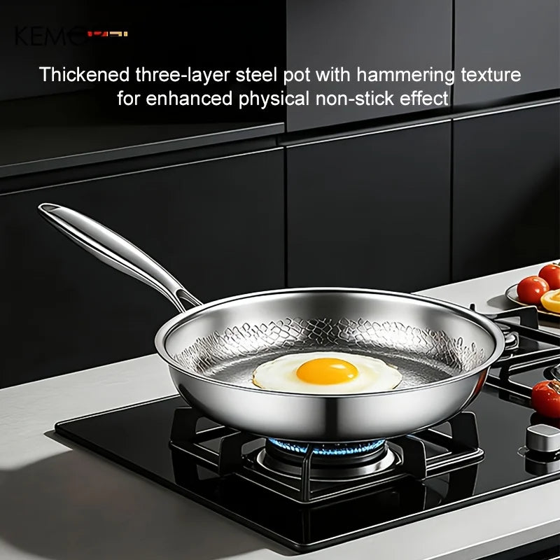 KEMORELA Hammered Steel Non-Stick Skillet 26/28/30cm Induction