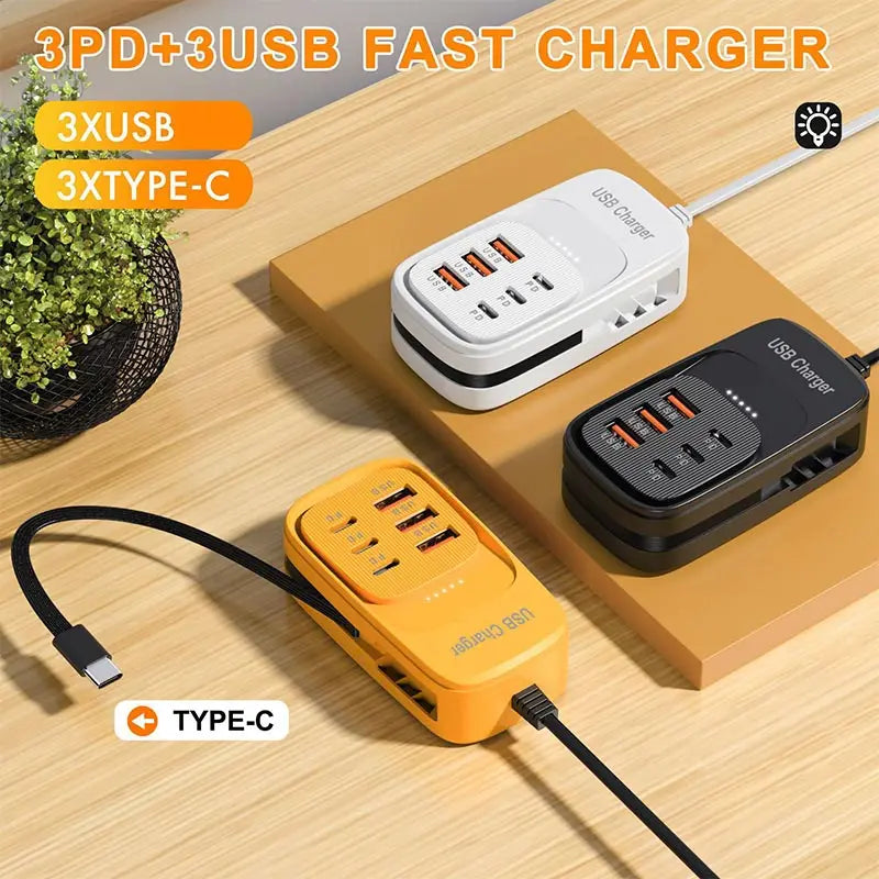 Desktop Power Strip 6 USB-A & 3 USB-C PD Fast Charging Hub