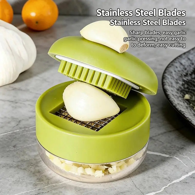 Manual Garlic Press Mincer with Storage Case | 3-in-1 Tool