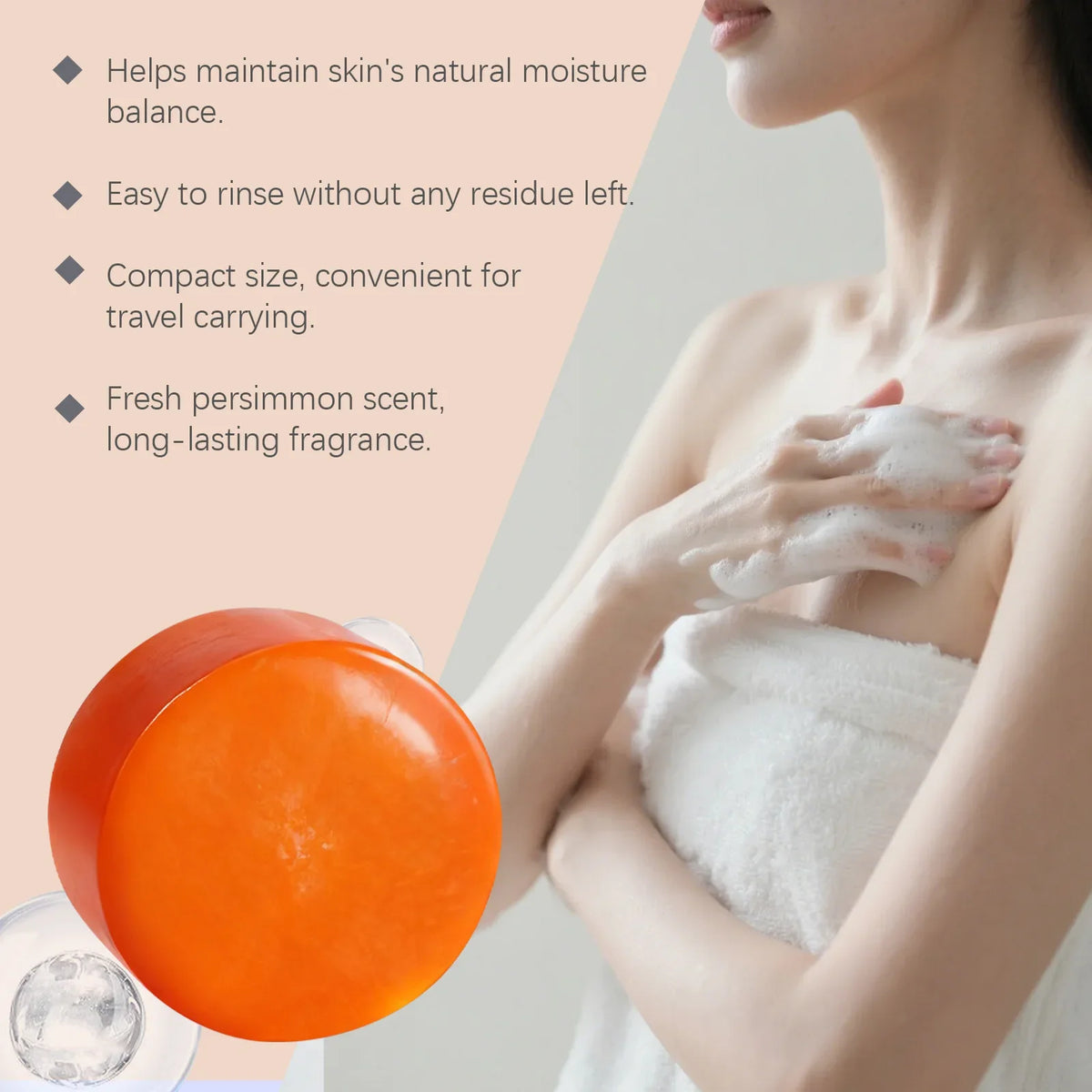 OceAura Persimmon Soap Bar – Brightening Moisturizing 100g