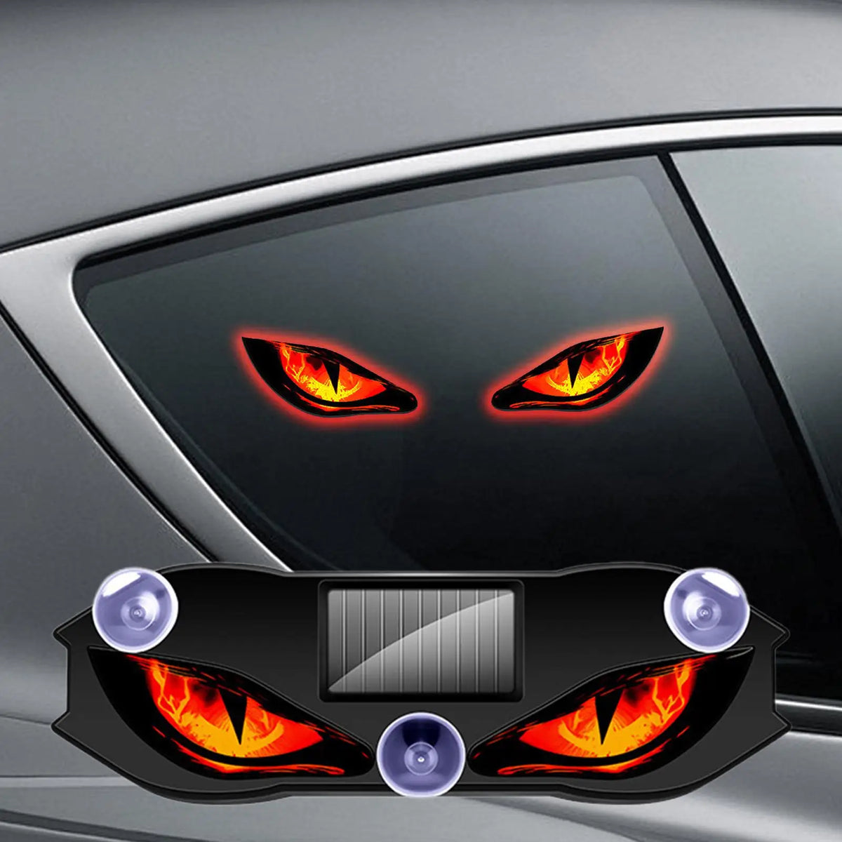Solar LED Devil Eyes Car Warning Light | Suction Cup Mount