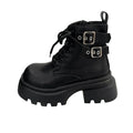 Women's Platform Ankle Boots – Square Heel Zip Buckle Booties