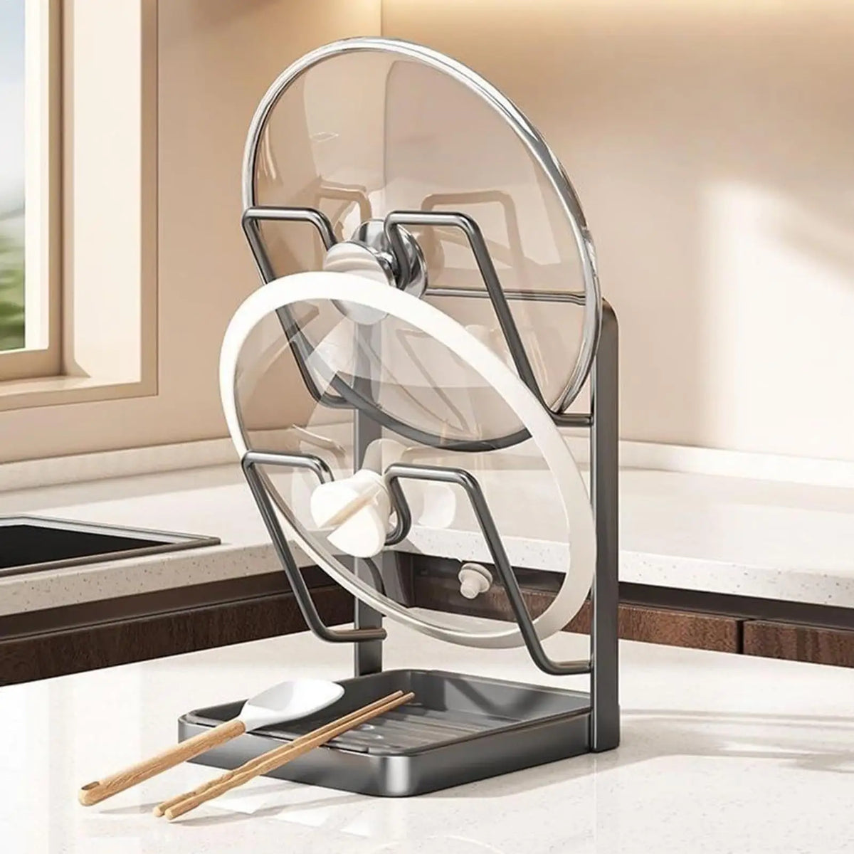Pan Lid Organizers Inside Cabinet Cooking Utensil Holder Rest