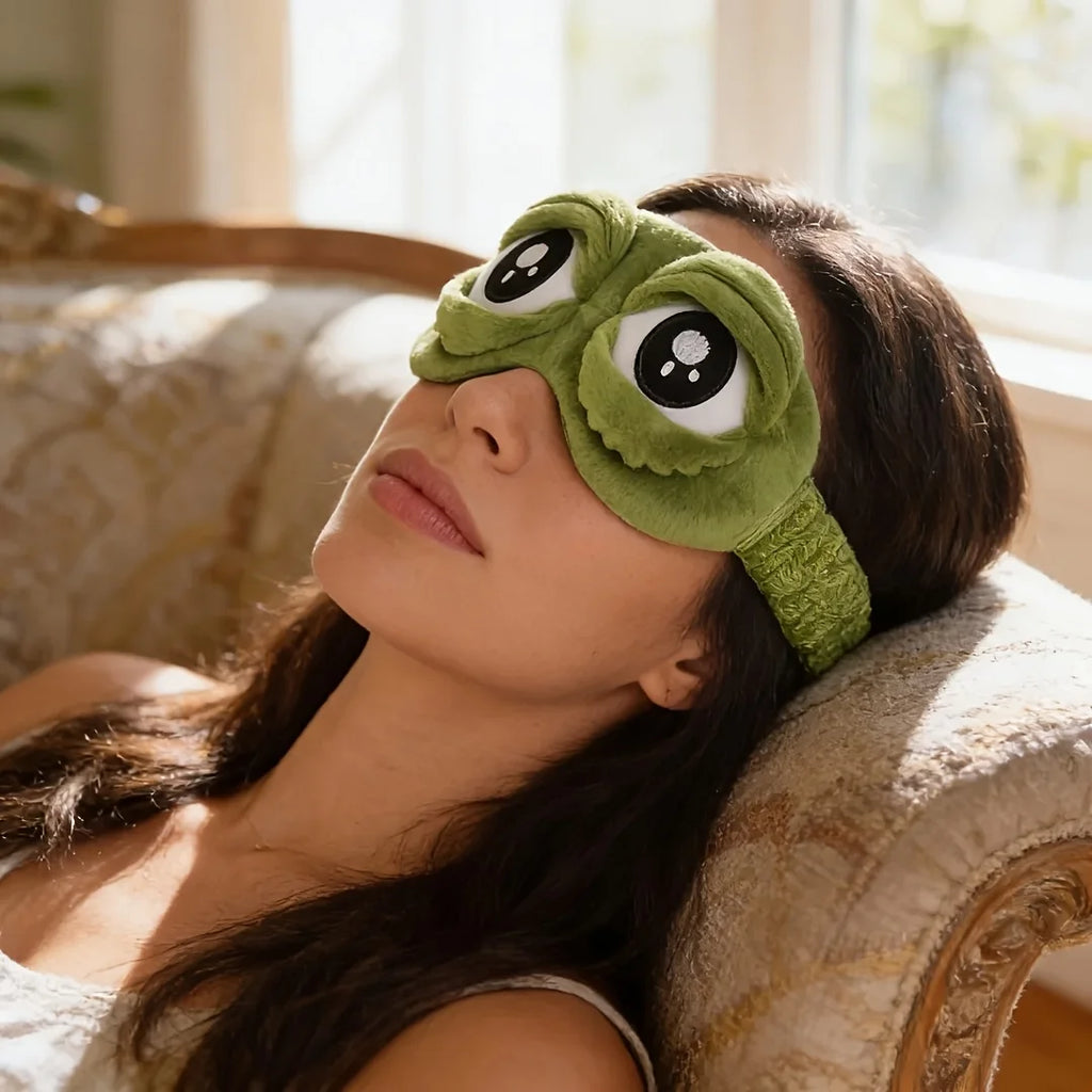 3D Frog Sleep Mask – Soft Flannel Blindfold for Travel & Rest