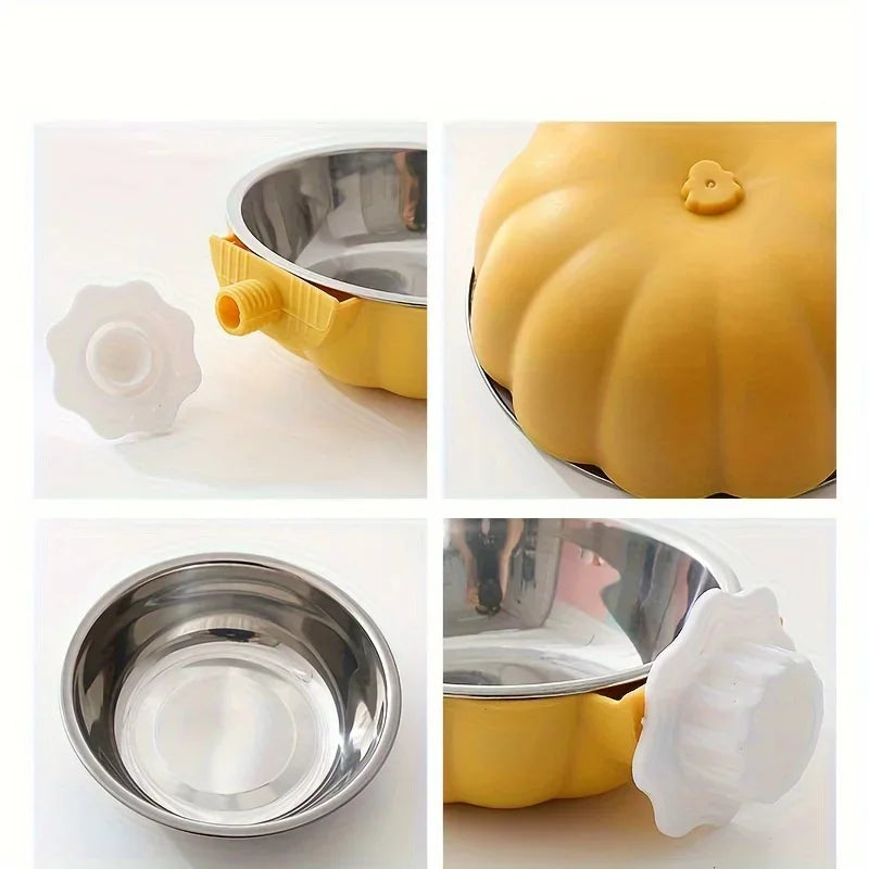 Pumpkin Cage Bowl for Small Pets – Hanging Food & Water Feeder