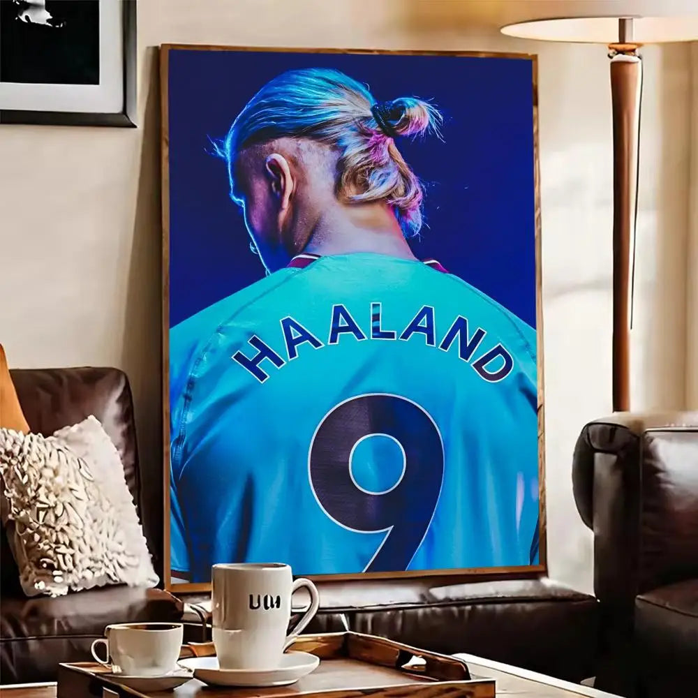 Haaland No.9 Canvas Wall Art – Unframed Football Poster