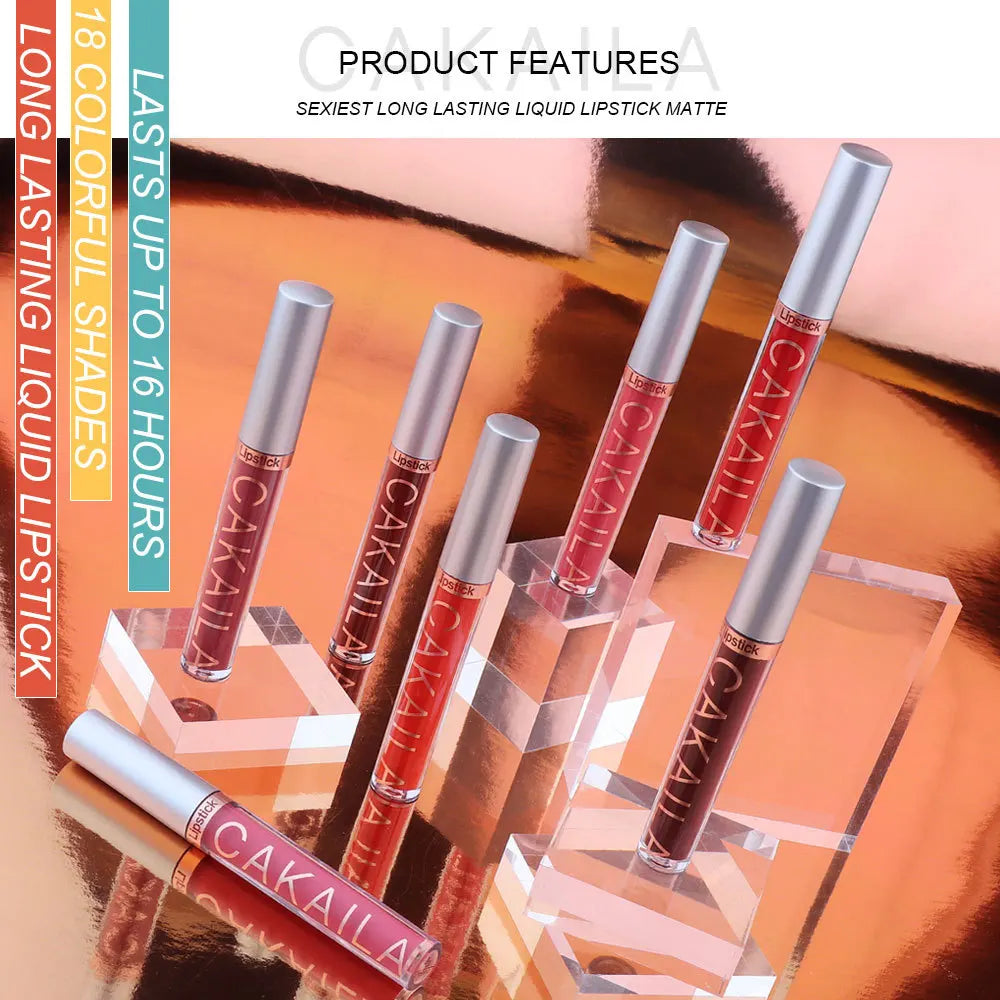 18-Color Matte Waterproof Lipstick – Non-Transfer Lip Gloss Set