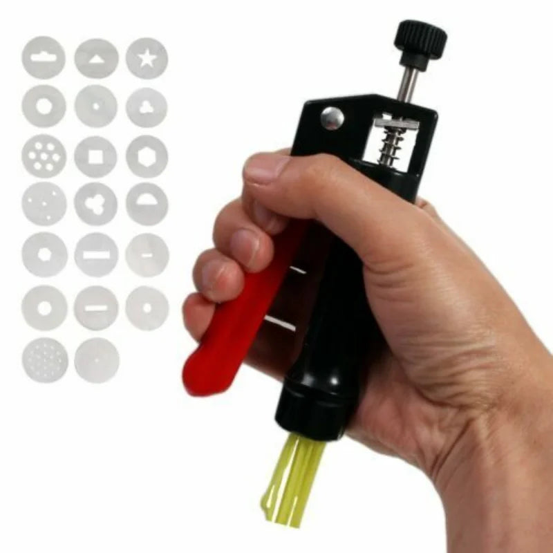 Hand-Held Clay Extruder Gun with 20 Nozzle Discs | Art Tool