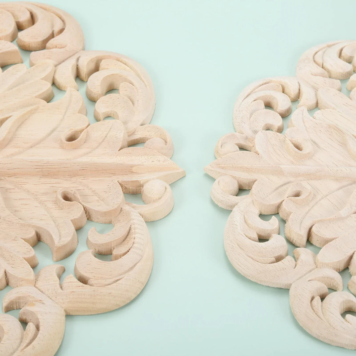 Retro Unpainted Wood Round Applique – Wall, Door & Furniture Decor