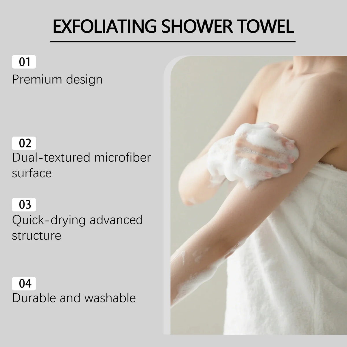 Dual-Sided Exfoliating Body Towel – Back Scrubber & Bath Sponge