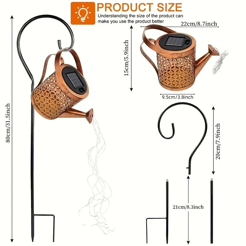 Solar Watering Can LED Garden Light | Retro Iron Stake Decor