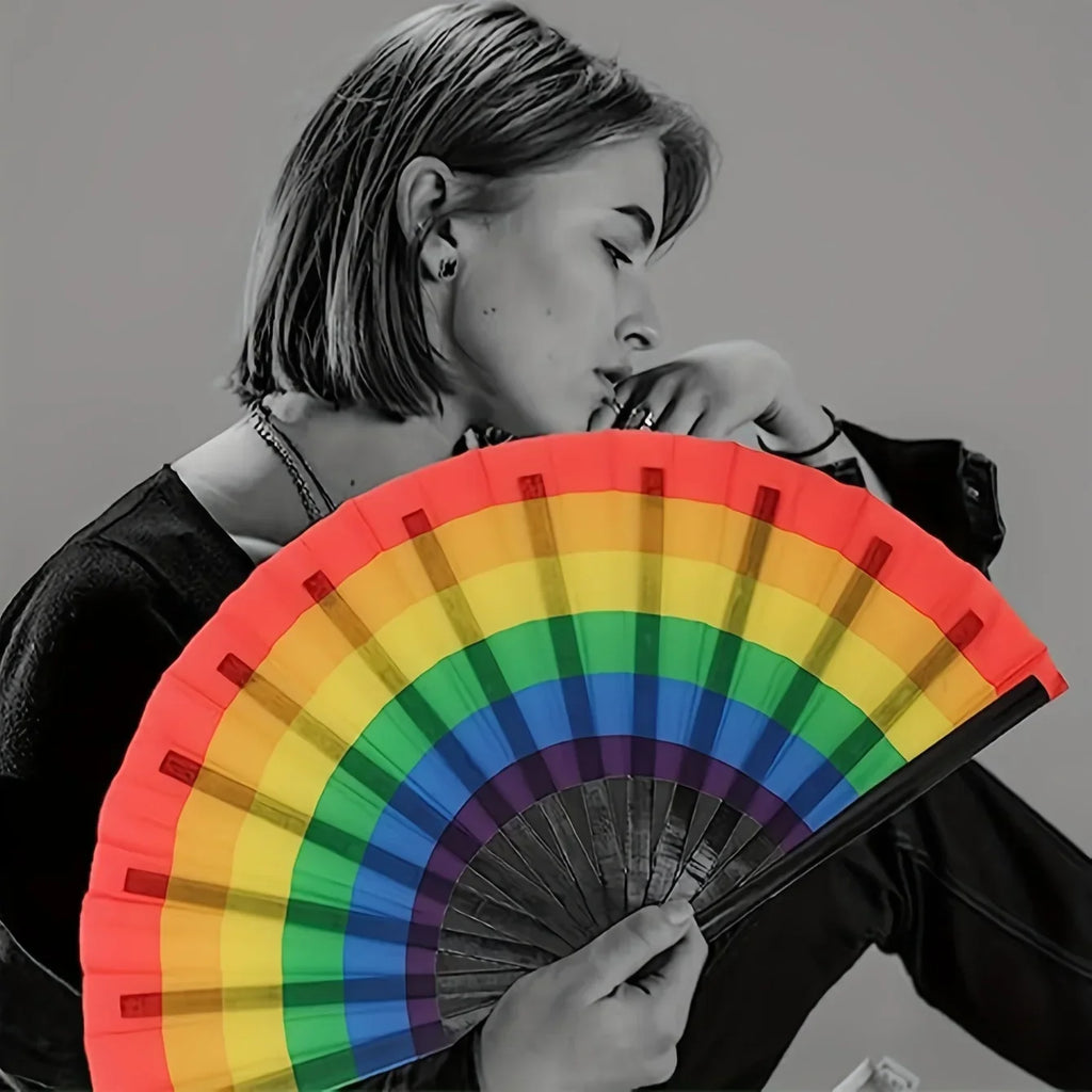 Rainbow Folding Fan – Dance, Wedding & Cosplay Prop