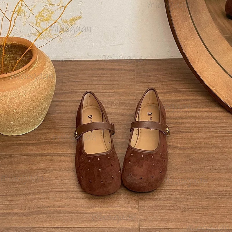 Women's Vintage Mary Jane Flats – Buckle Strap Ballet Loafers