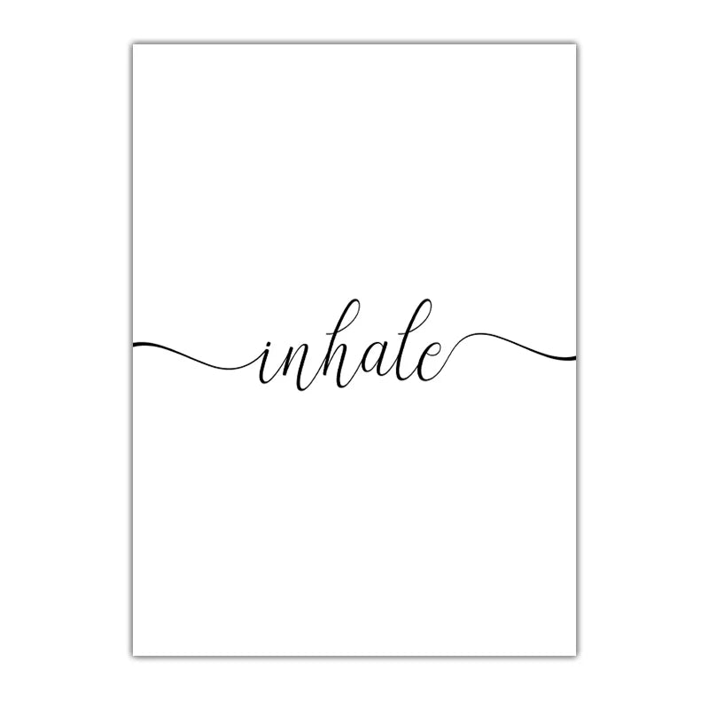 Inhale Inspirational Canvas Wall Art | Minimalist Yoga Decor