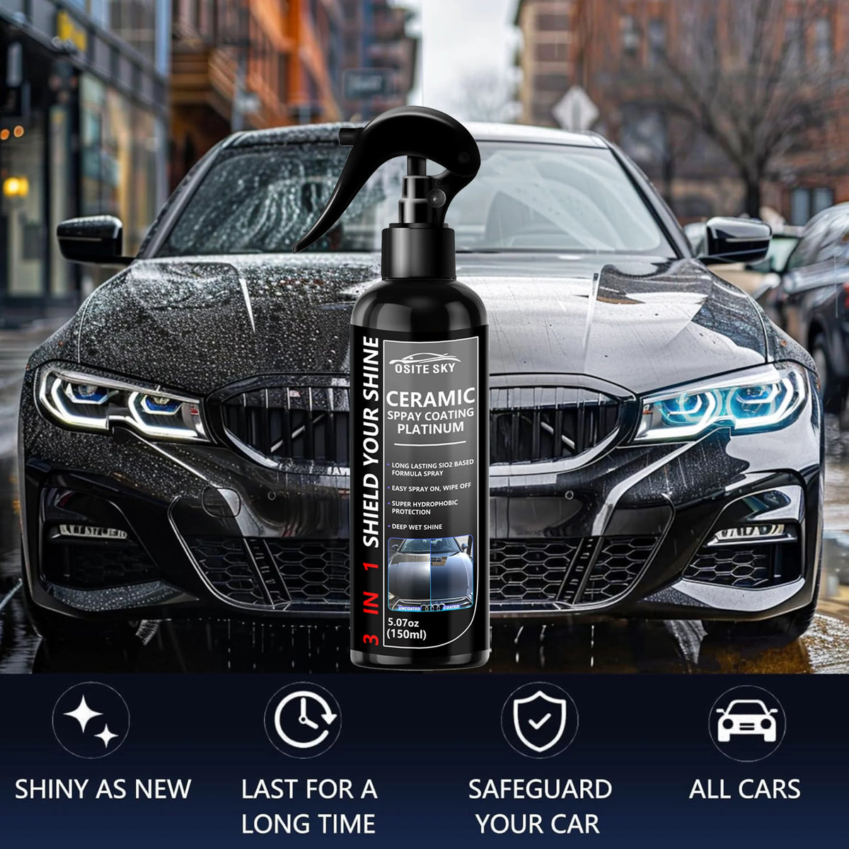 3-in-1 Ceramic Nano Coating Liquid – Car Paint Polish & Protection
