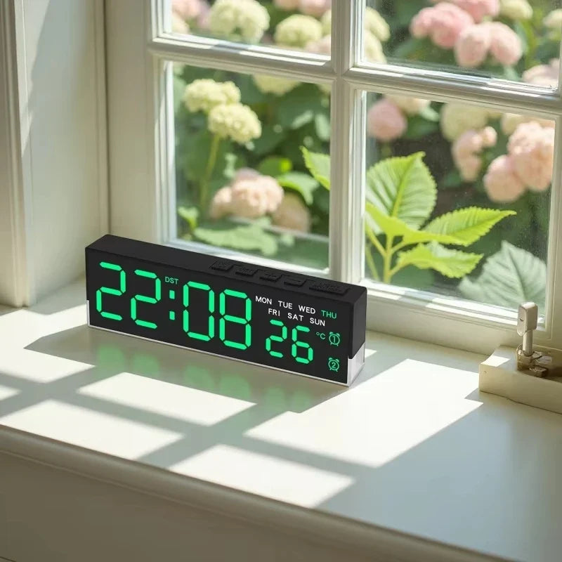 LED Digital Alarm Clock with Mood Light, Temp & Dual Alarm
