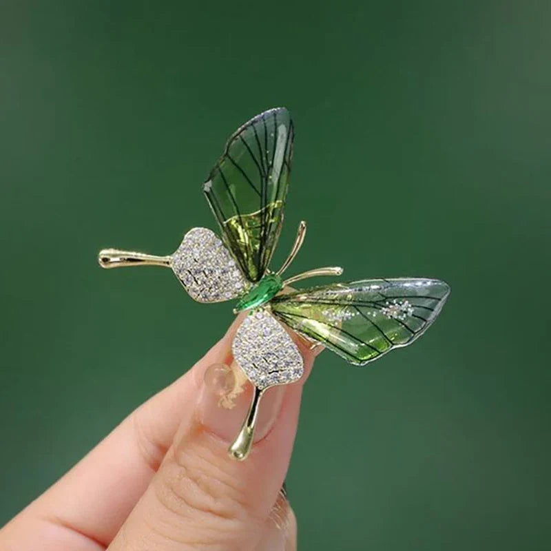 Acrylic Butterfly Brooch – Rhinestone Pearl Clothing Pin