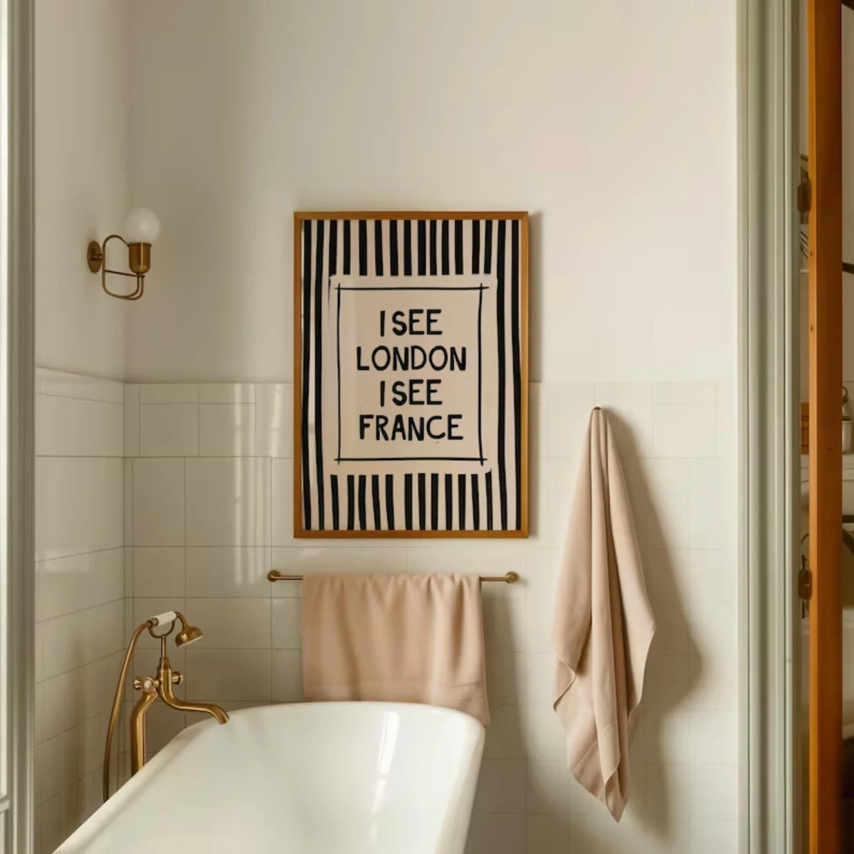 "I See London I See France" Funny Bathroom Quote Canvas Wall Art